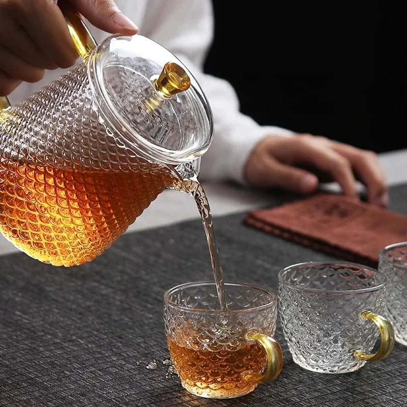 Tea Sets Teapots Glass Borosilicate Heat Resistant Glass Teapot Gas Stove Flower Puer Kettle Chinese Kung Fu Tea Set With Filter