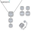 LUOTEEMI Square Diamond Fashion Bridal Zirconia Jewelry Set Hot Sale Ice Out Clear CZ Jewelry