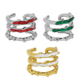FUAMAY Ear Cuff Earrings 925 Silver Triple Layered 925 Silver Price Per Gram Red Green White Enamel Ear Cuff Earrings
