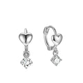 Fashion Earrings 925 Sterling Silver Heart Shaped CZ Zirconia Drop Hoops for Women Fine Jewelry Cheap Wholesale Gift