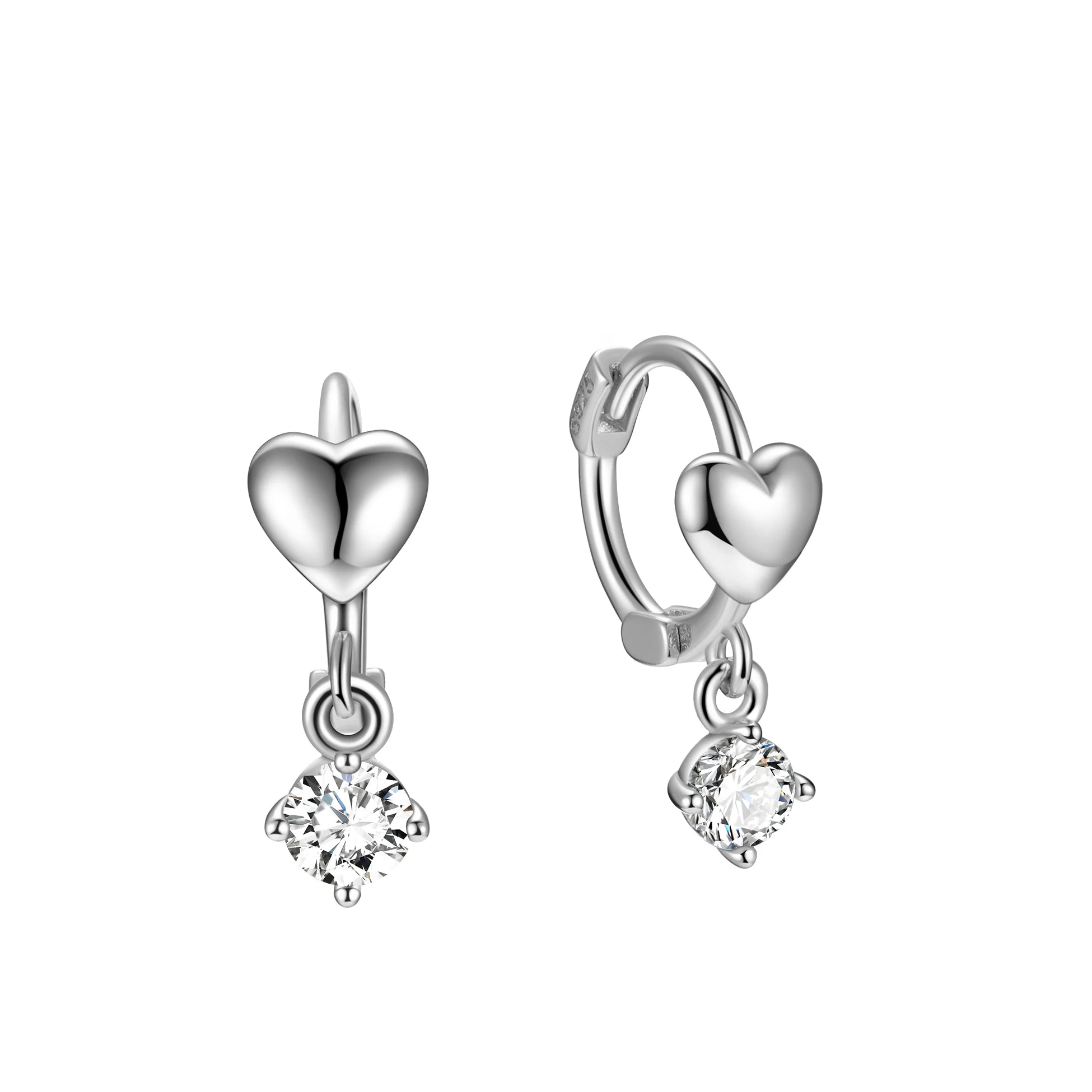 Fashion Earrings 925 Sterling Silver Heart Shaped CZ Zirconia Drop Hoops for Women Fine Jewelry Cheap Wholesale Gift
