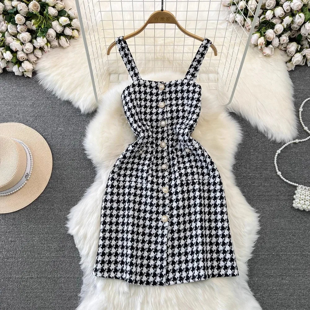 S-2XL Plaid Suit Skirt Sets Women's Autumn and Winter New Style Waist Strap Dress Two Piece Sweater Sets