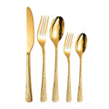 New Tree Pattern Handle Stainless Steel Golden Cutlery Set Spoon Knife Fork Silverware Gold Flatware Set for Wedding