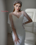YouLaPan VG31 Pretty Woman Dress Bolero Free Size Sheer Pearl Cardigan Cape Bridal Wedding Dress Accessories Cape
