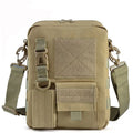 Khaki Tan Waterproof Unisex Tactical Shoulder Crossbody Bag with Zipper Closure Polyester Material Outdoor Hiking Travel