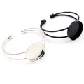 High Quality 25mm Black Silver Plated 4 Colors Bangle Base Bracelet Blank Findings Tray Bezel Setting Cabochon Cameo Accessories