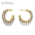 Fashion High Quality 18K Gold Plated Stainless Steel Jewelry C Shaped Small Circle Mixed Color Accessories Earrings E211304