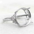 Sterling Silver 15*15mm Semi Mount Ring Empty Frame Blank Support Setting S925 Base Holder Without Center Stone for DIY Inlay