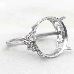Sterling Silver 15*15mm Semi Mount Ring Empty Frame Blank Support Setting S925 Base Holder Without Center Stone for DIY Inlay