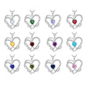 Wholesale Custom Silver Amethyst Zircon Heart Shape Butterfly Pendant Necklace