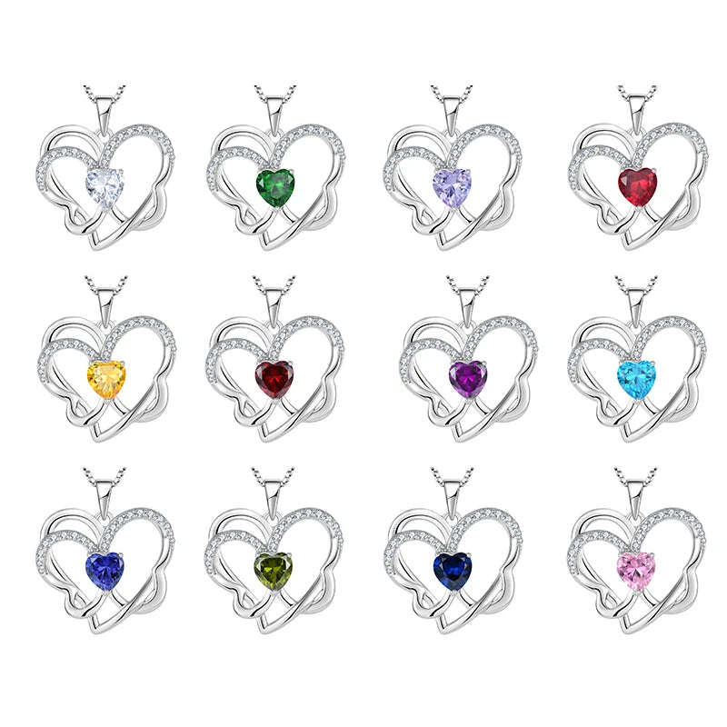 Wholesale Custom Silver Amethyst Zircon Heart Shape Butterfly Pendant Necklace