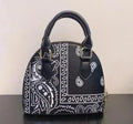 Fashion Leather Tote Bag for Women Bandana Print Handbag