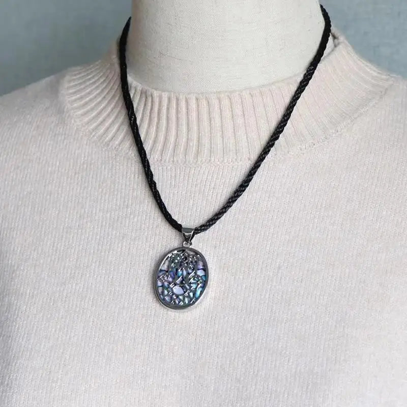 Huiying Colorful Fatima's Hand Pendant Healing Necklace Flower Necklace Hand Blossom Abalone Shell Jewelry Pendant Jewelry
