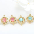 Unique Design Inlaid Cat's Eye 14K Gold Plated Irregular Round Shape Charm for Jewelry Making