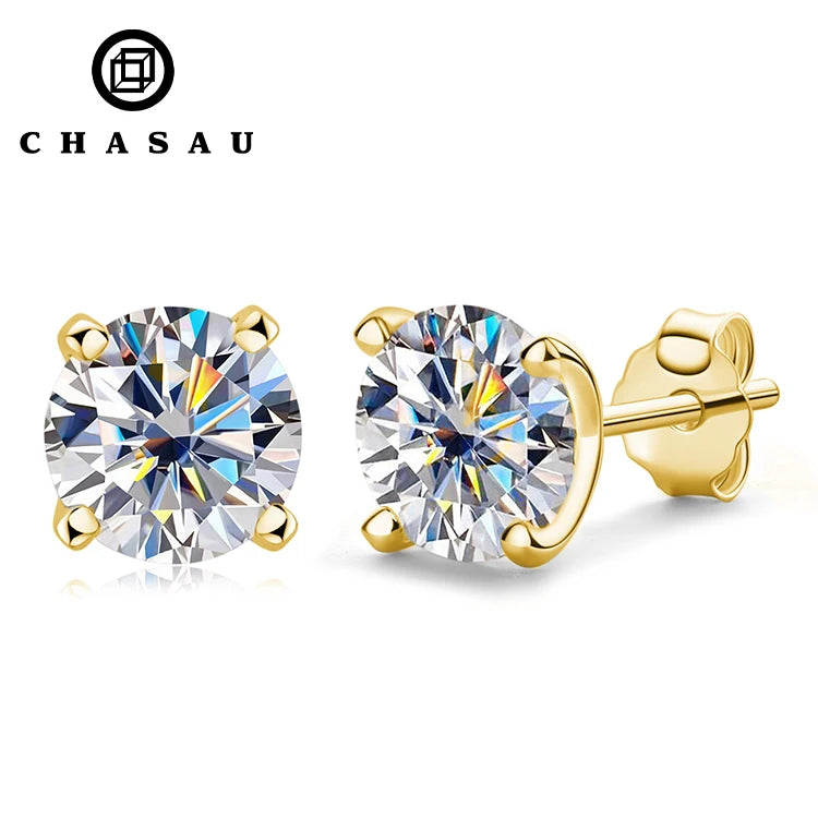 Simple Classic Lab Diamond Earrings 4 Claw 925 Sterling Silver Hypoallergenic 6.5mm 1 Carat Moissanite Stud Earrings