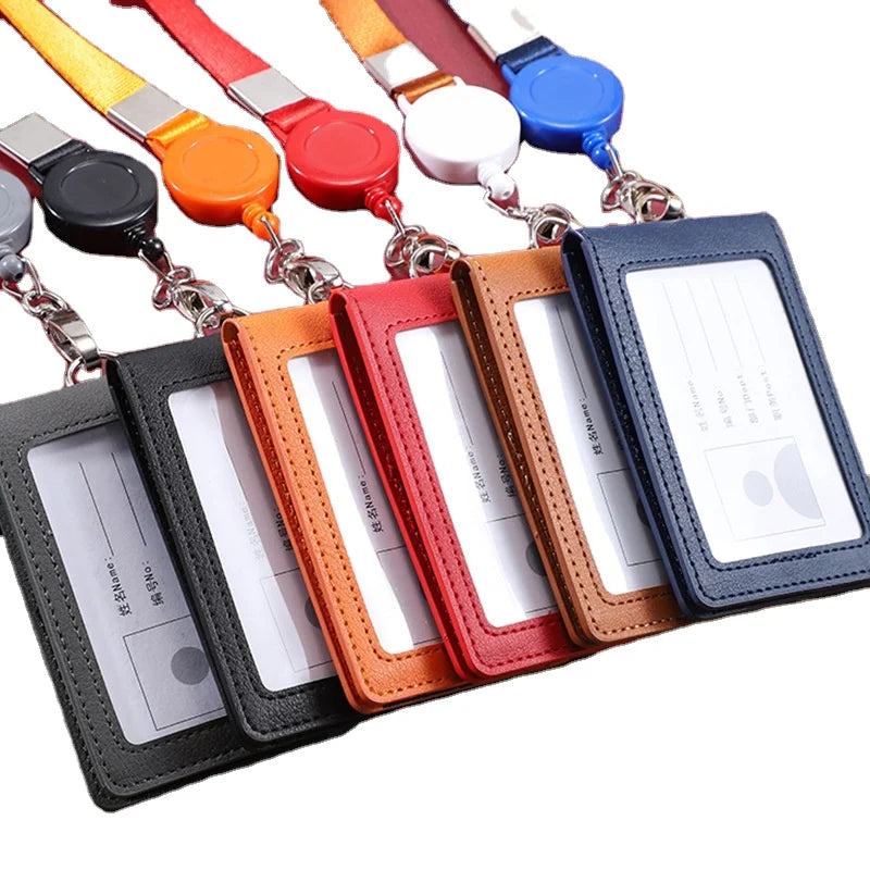 2023  Life-Mate Credit Card with 2 Card Slots  and PU Leather Lanyard for Badge PU Leather ID Badge Holder