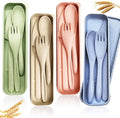 Wheat Straw Portable Cutlery Reusable Spoon Knife ForksTableware Set for Kids Adult Travel Picnic Camping or Daily Use