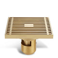 10CM 15CM Durable Brass Square Toilet Deodorant Brushed Gold Floor Drain