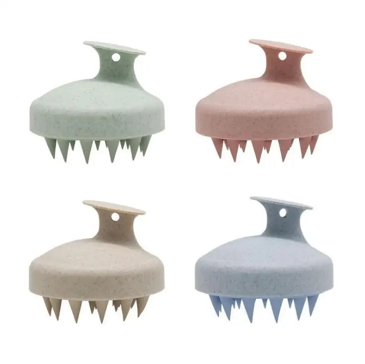 Hot Selling Wheat Straw Hair Shampoo Brush Scalp Care Shampoo Hair Brush Silicone Head Scalp Massager Scrubber