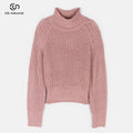 Wholesale Custom Soft Knit Women's Pullover Sweater Long Sleeve Crochet Top with Roll-Edge Turtleneck Casual Style for Autumn
