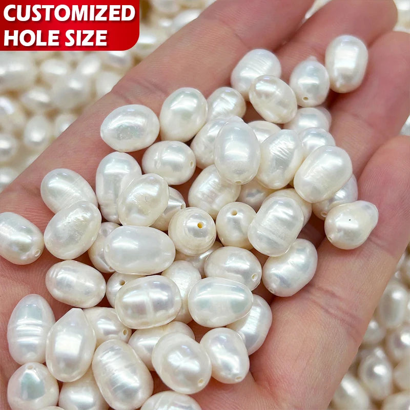 Customized Drilling Natural River Water Pearl Loose Tail Focal Wire Bead for Jewelry Making Grained Size Colar De Perolas
