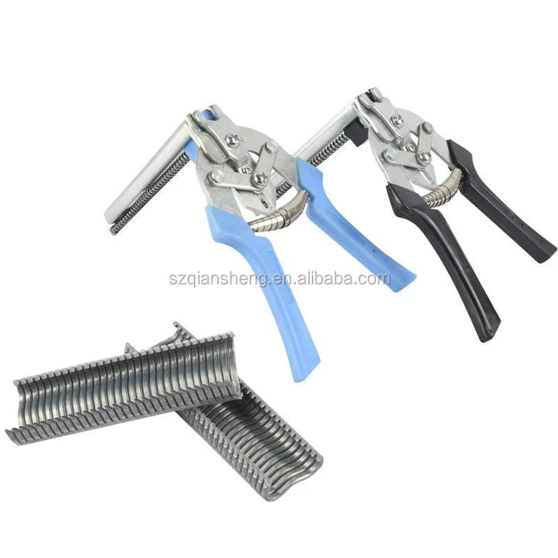 Wire Cage Plier Hog Ring Plier Tool and 600pcs M Clips Staples Chicken Mesh Cage Wire Fencing