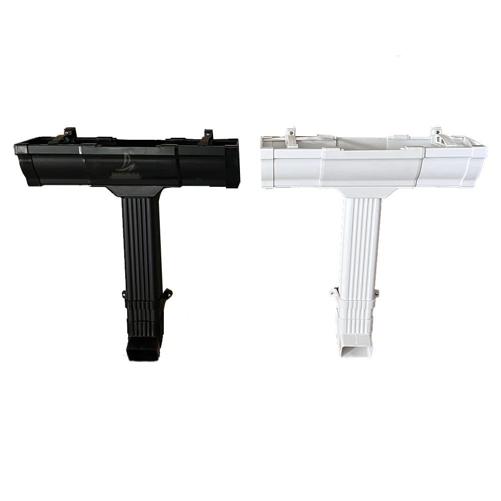 Sangobuild Rainwater Collector Gutter System PVC Resin Pipes Downspout Rectangular K-Type Eco-Friendly 20-Year Warranty Roofing