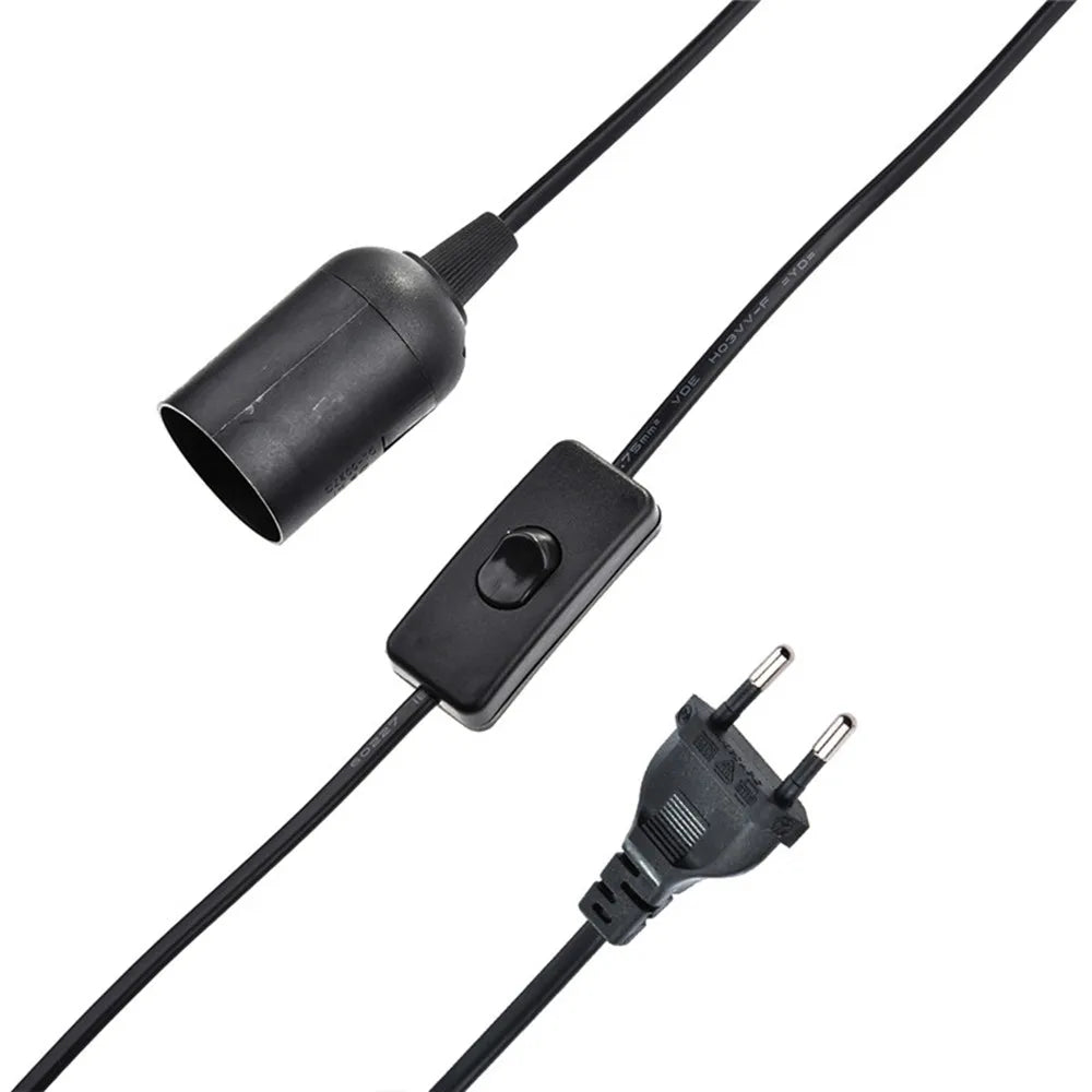 EU US Plug 1.8m Power Wire Cord Cable E27 Lamp Holder Bases With Switch Wire for Pendant LED Bulb E27 Hanglamp Suspension Socket
