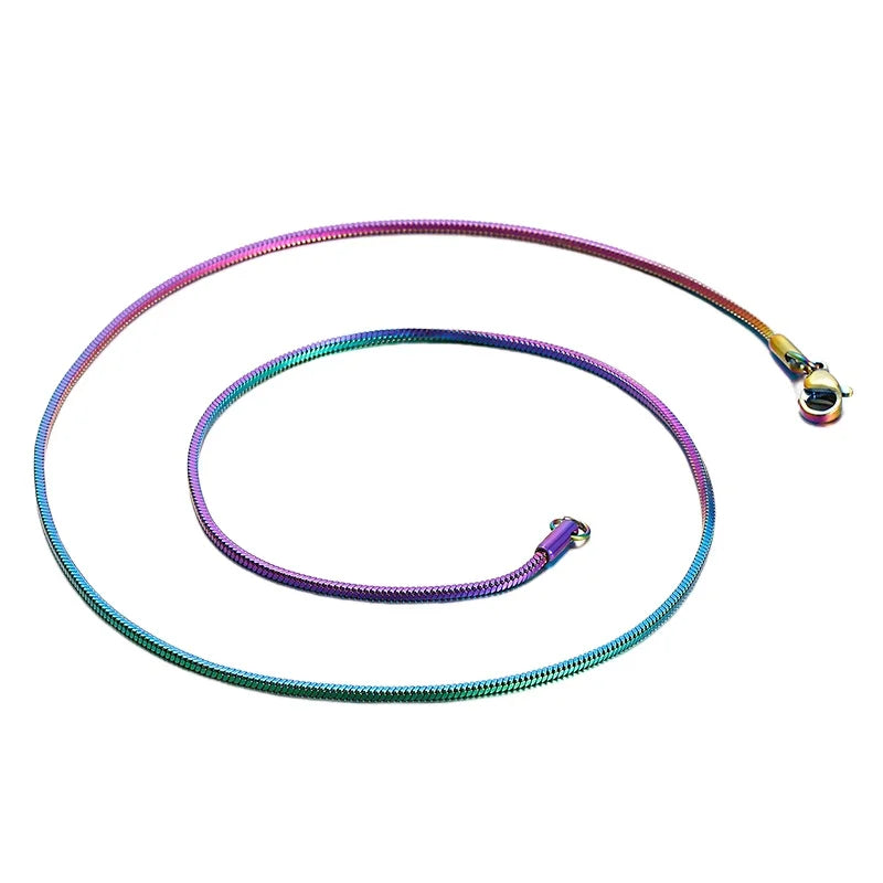 Factory Wholesale Custom Stainless Steel Snake Chain Necklace with AB Color for High Quality