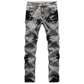 Mid Weight Street Hip Hop Retro Hanging Chain Decorative Stretch Slim Cotton Jeans for Men