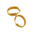 Hypoallergenic 18K Gold Plated Stainless Steel Hoop Earrings Non-Tarnish Wheat Shape Geometric Jewelry Trendy Style Women's Gift