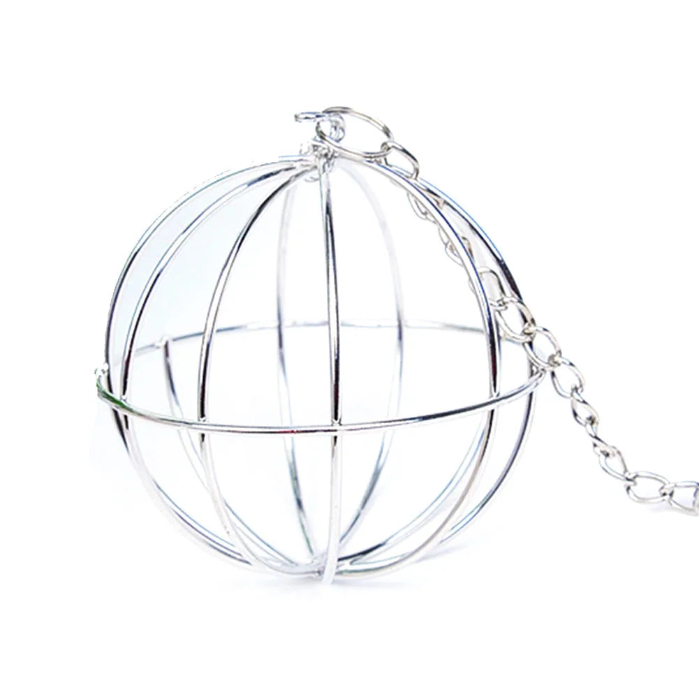 Stainless Steel Round Sphere Feed Dispense Exercise Hanging Hay Ball Guinea Pig Hamster Rabbit Electroplating Grass Ball Pet Toy