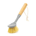 Kitchen Dish Brushes with Bamboo Handle Dish Scrubber Bulit-in Scraper Scrub Brush for Pots Pans Sink Cleaning and Dishwashing