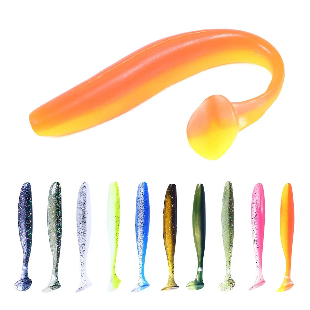 Wholesale SO162/SO163/SO164 5cm 7cm 9cm Artificial Soft Plastic Baits Worm Shape Fishing Lures with T Tail MegaBDM