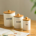 2025 Nordic Luxury Bamboo Lid White Ceramic Canister Set Kitchen Storage Tea Coffee Sugar Canisters