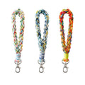 Boho Cotton Macrame Wristlet Lanyard Key Chains Hand Woven Braided Bag Charms Wrist Macrame Keychain Key Holder