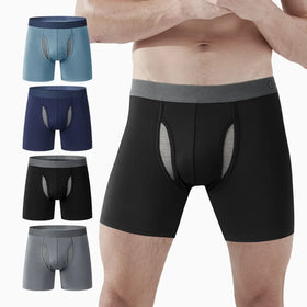 Wholesale Men's Ice Silk Bamboo Boxer Briefs Premium Breathable Plus Size Underwear for Daily Comfort Wear