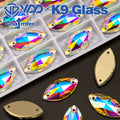 VDD Navette  Top Quality K9 Glass Sew on Rhinestones Sewing Crystal AB Flatback Strass Stones for Craft Clothes Accessories