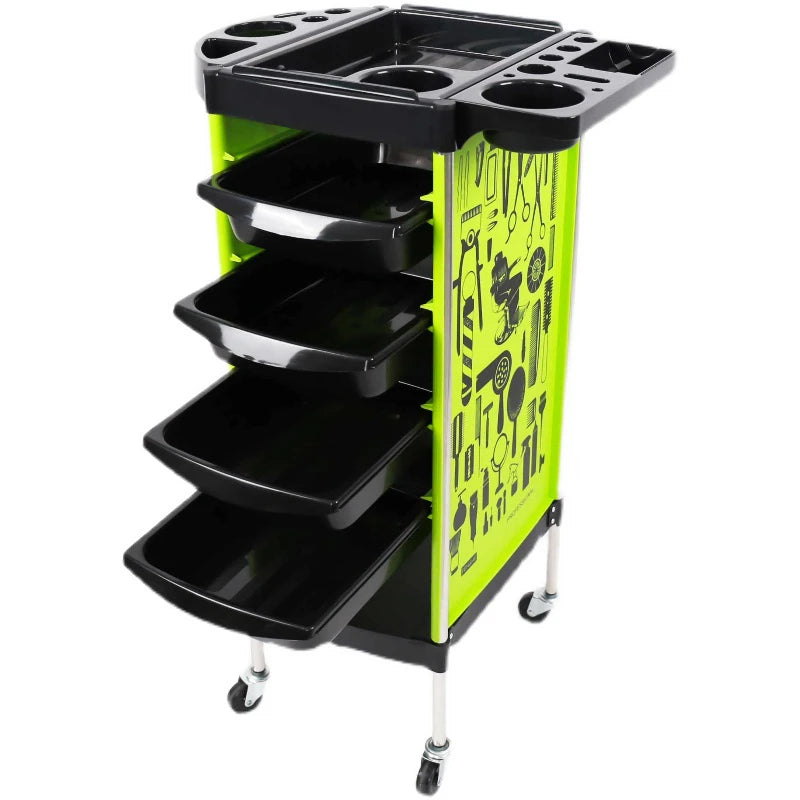 Assorted Auxiliary Hairdressing Trolley for Beauty Salons Practical Plastic Wheeled Cart for Workshop & Supermarket Use