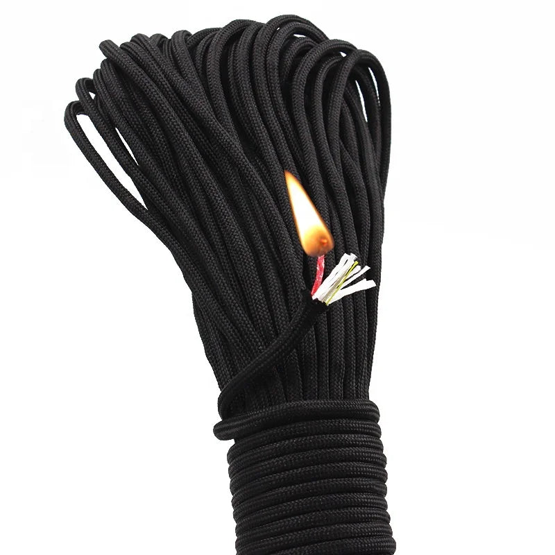 100ft Outdoor Climbing 550LBS Parachute Rope Survival Red Tinder 10 Strands Firecraft Paracord