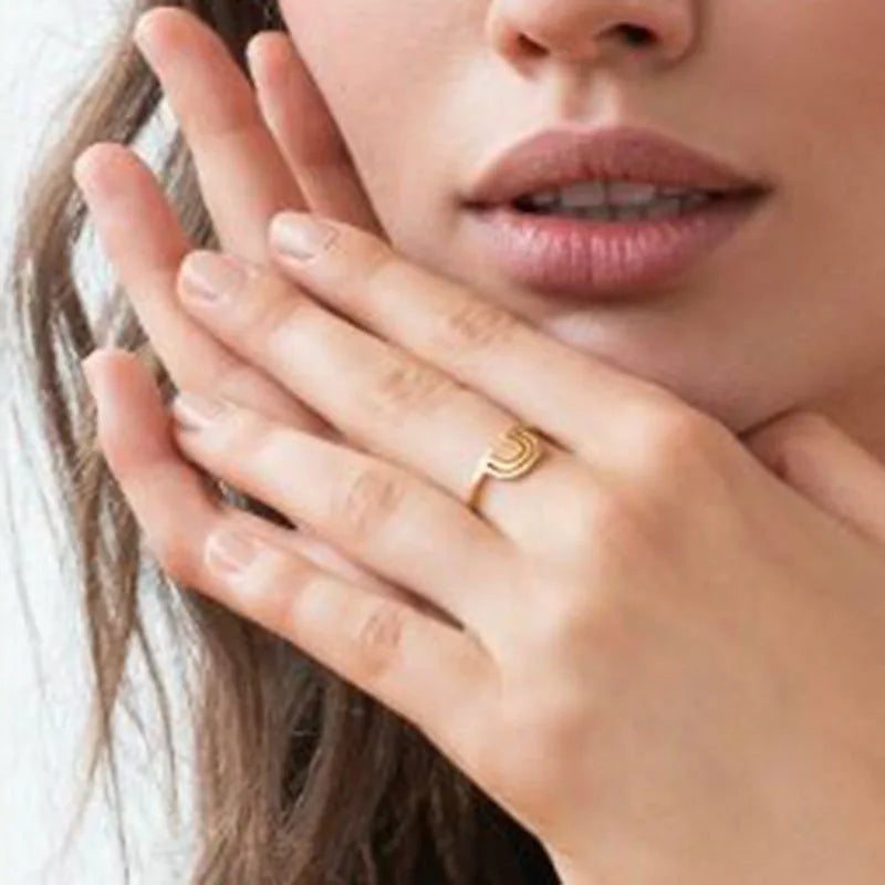 Fenny 18K Gold Plated Wholesale Tarnish Free Dainty Geometric Designer Stainless Steel Finger Ring Trendy for Women
