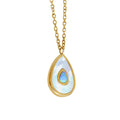 Korea Stainless Steel Water Droplet Shining White Sea Shell Ocean Heart Enamel Pendant Chain Summer Jewelry for Lady