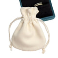 White Velvet Drawstring Jewelry Storage Bag for Earrings Necklaces Rings Watch Bracelets-Recyclable Custom Logo Screen Printed