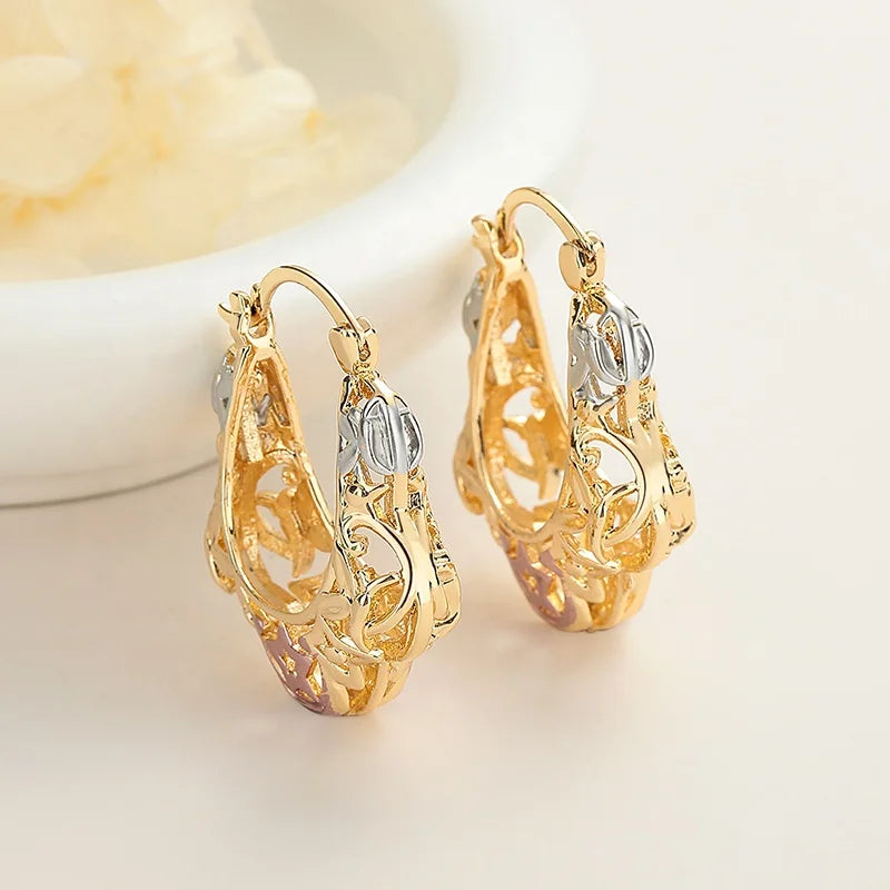 Earrings Bijouterie  Women Hoop 18K Gold Plated Earrings Fashion Jewelry for Women Wholesale Color Pattern Collection