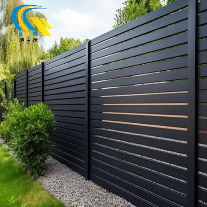 Metal Decorative Backyard Garden Fence Aluminum Privacy Screen Easily Assembled Black Aluminum Privacy Slat Fence
