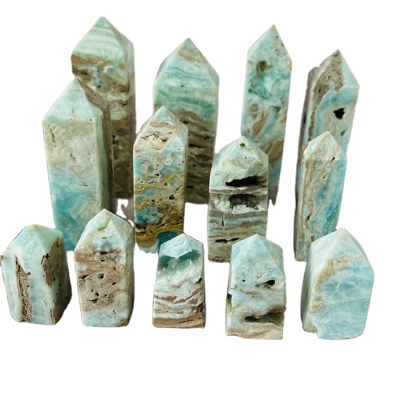 Wholesale Natural Crystal Point Gemstone Healing Hemimorphite Tower Wand for Decoration