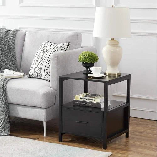 Wholesale Custom Brown Modern Extendable Nightstand with Drawer Storage Bedroom Furniture Plastic