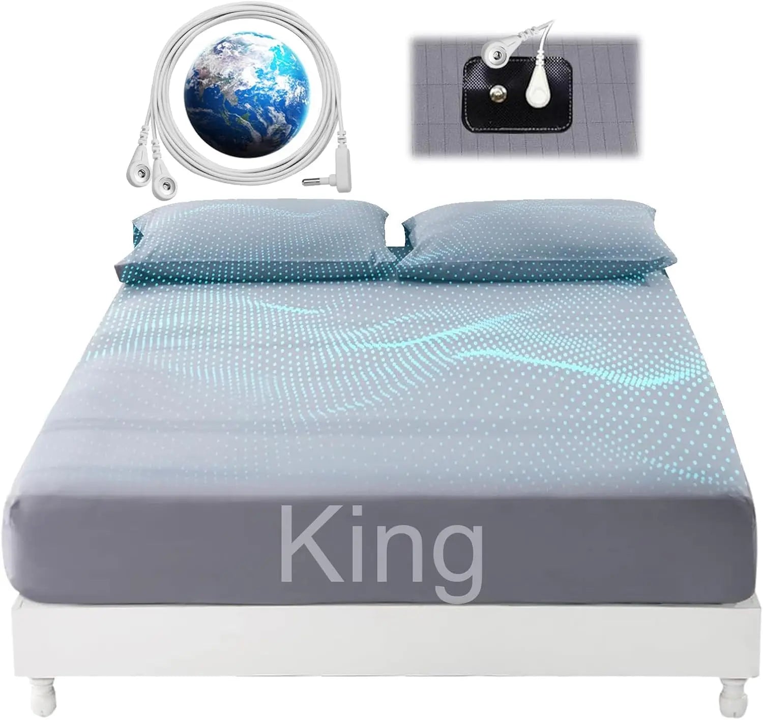 Earthing Grounding Bed Sheet Set 10% Silver +90%Cotton  with Conductive Wire Grounding Mat Grounding Blanket