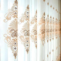 European Embroidered Floral Sheer Curtains Transparent Voile Window Drapes for Living Room/Villa Room Decoration Tulle Curtain