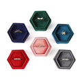 Fashion Corduroy Jewelry Gift Packaging Lid Boxes Luxury Travel Mini Hexagon Velvet Jewelry Wedding Ring Box
